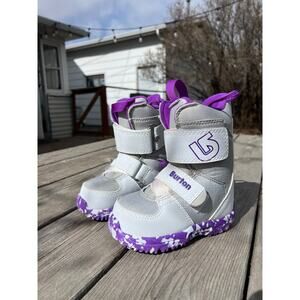 Burton Toddler Mini-Grom Snowboard Boots size 9C beginner purple & white